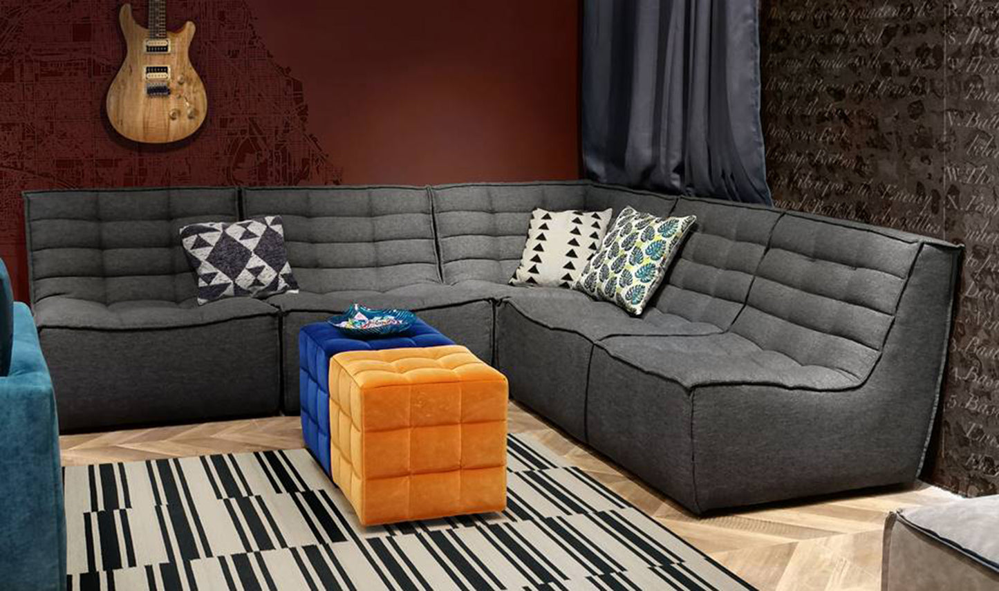 Marshall 5PC Corner Modular Sectional w/ Scooped Seat in Grey Fabric by Diamond Sofa