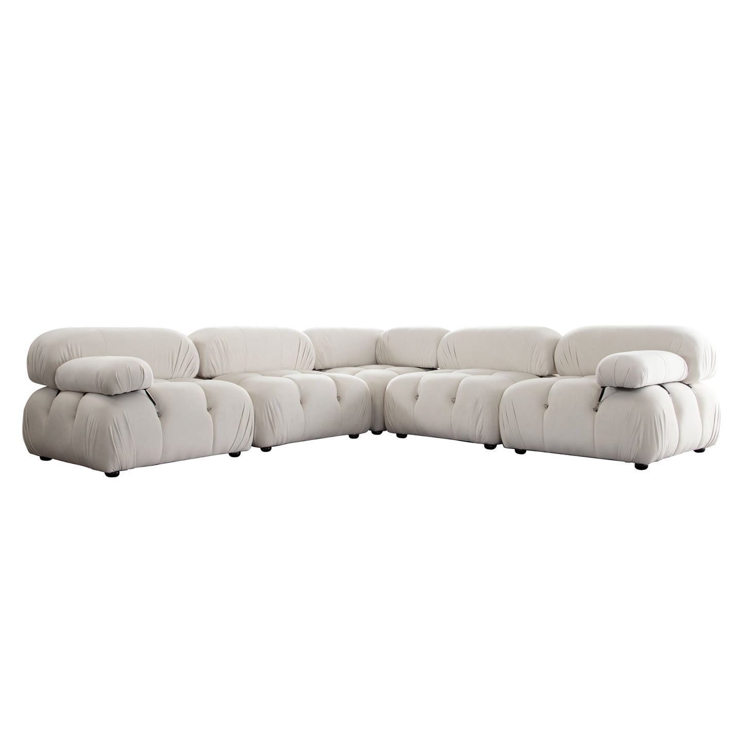 Paloma 5PC Modular 111 Inch Corner Sectional in Light Cream Velvet by Diamond Sofa