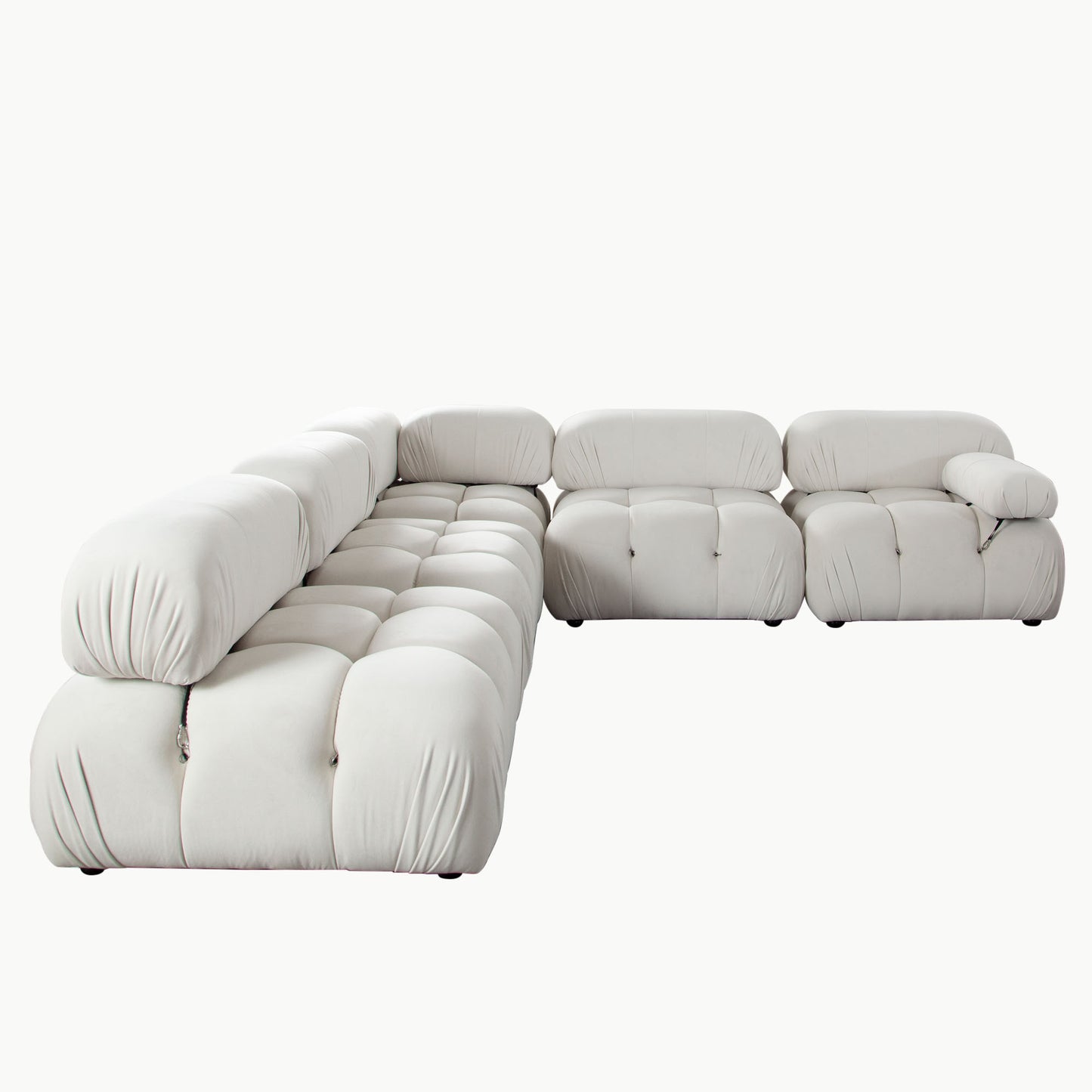 Paloma 5PC Modular 111 Inch Corner Sectional in Light Cream Velvet by Diamond Sofa