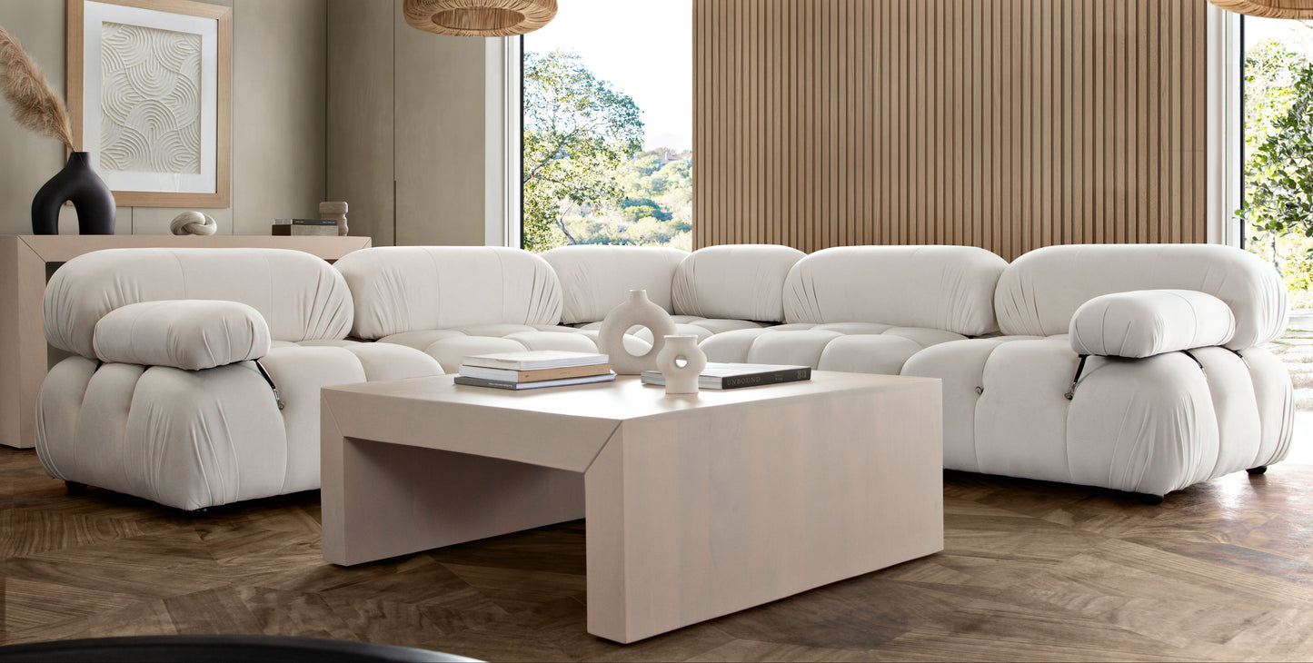 Paloma 5PC Modular 111 Inch Corner Sectional in Light Cream Velvet by Diamond Sofa