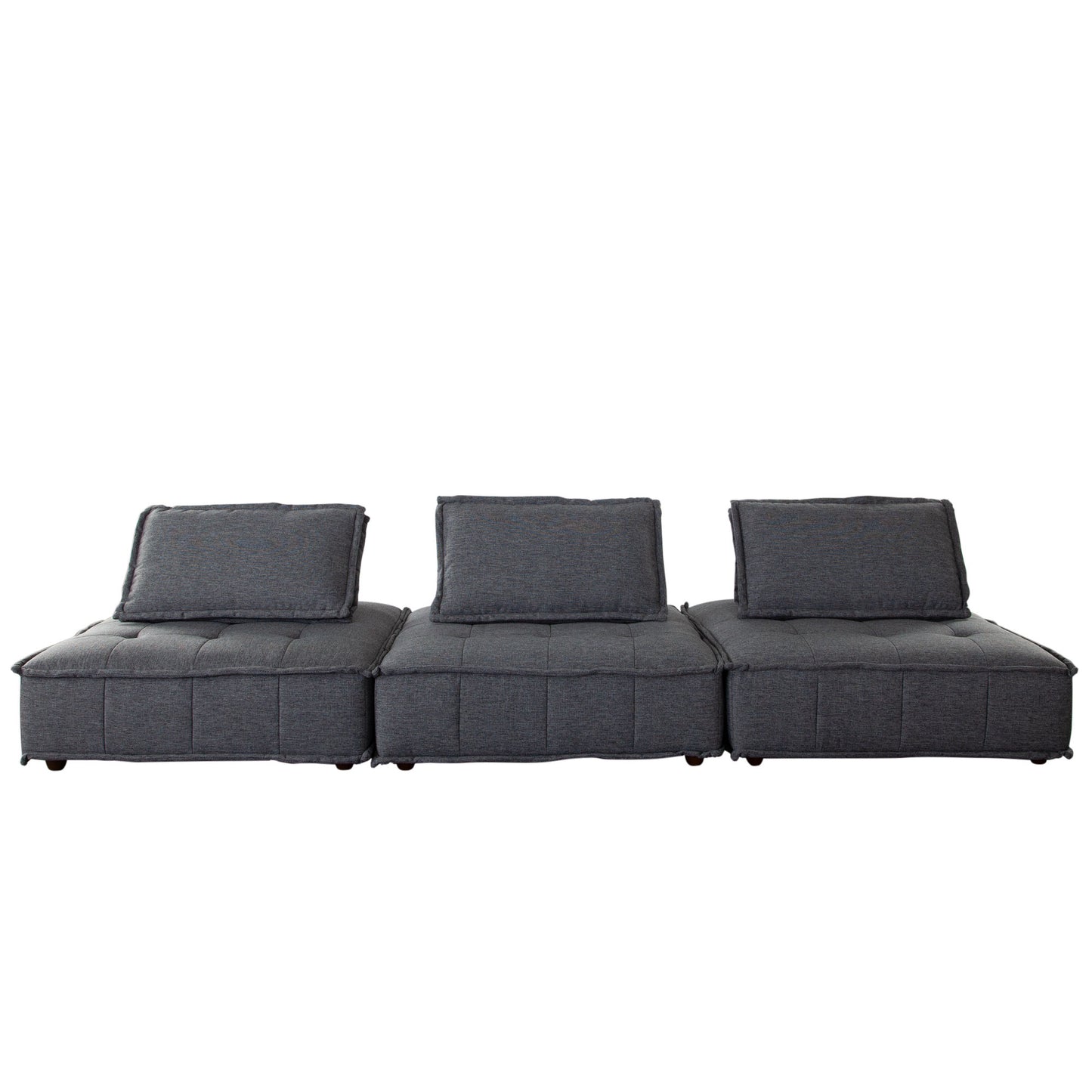 Platform 3-Piece Square Modular Lounger by Diamond Sofa Fabric w/ Bolstered, Non-Skid Backrest