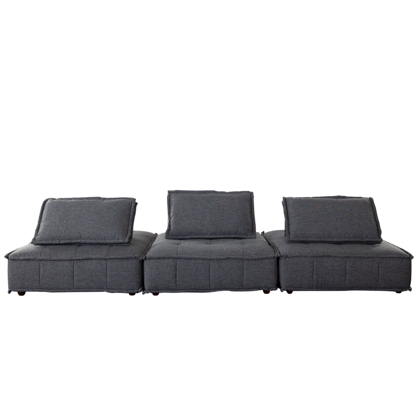 Platform 3-Piece Square Modular Lounger by Diamond Sofa Fabric w/ Bolstered, Non-Skid Backrest
