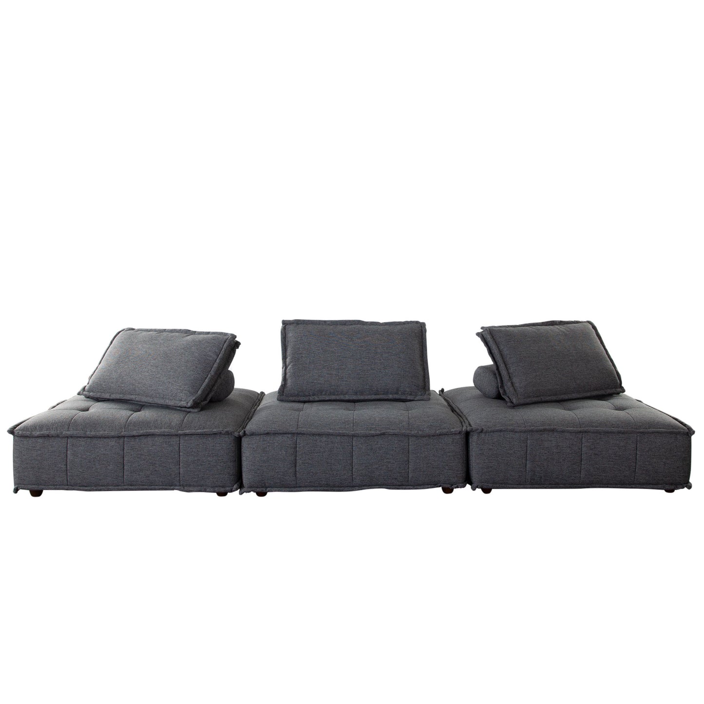 Platform 3-Piece Square Modular Lounger by Diamond Sofa Fabric w/ Bolstered, Non-Skid Backrest