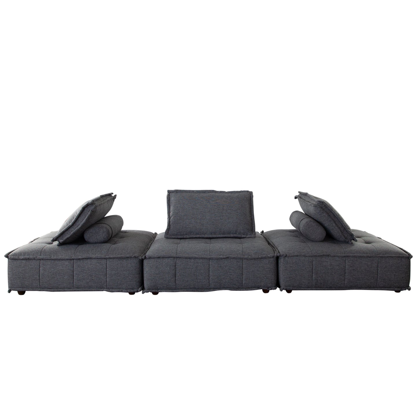Platform 3-Piece Square Modular Lounger by Diamond Sofa Fabric w/ Bolstered, Non-Skid Backrest