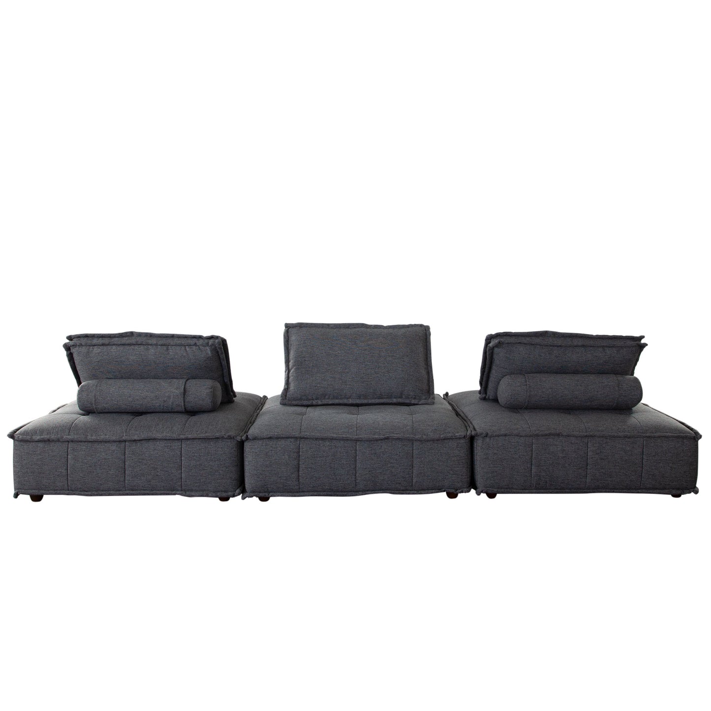 Platform 3-Piece Square Modular Lounger by Diamond Sofa Fabric w/ Bolstered, Non-Skid Backrest