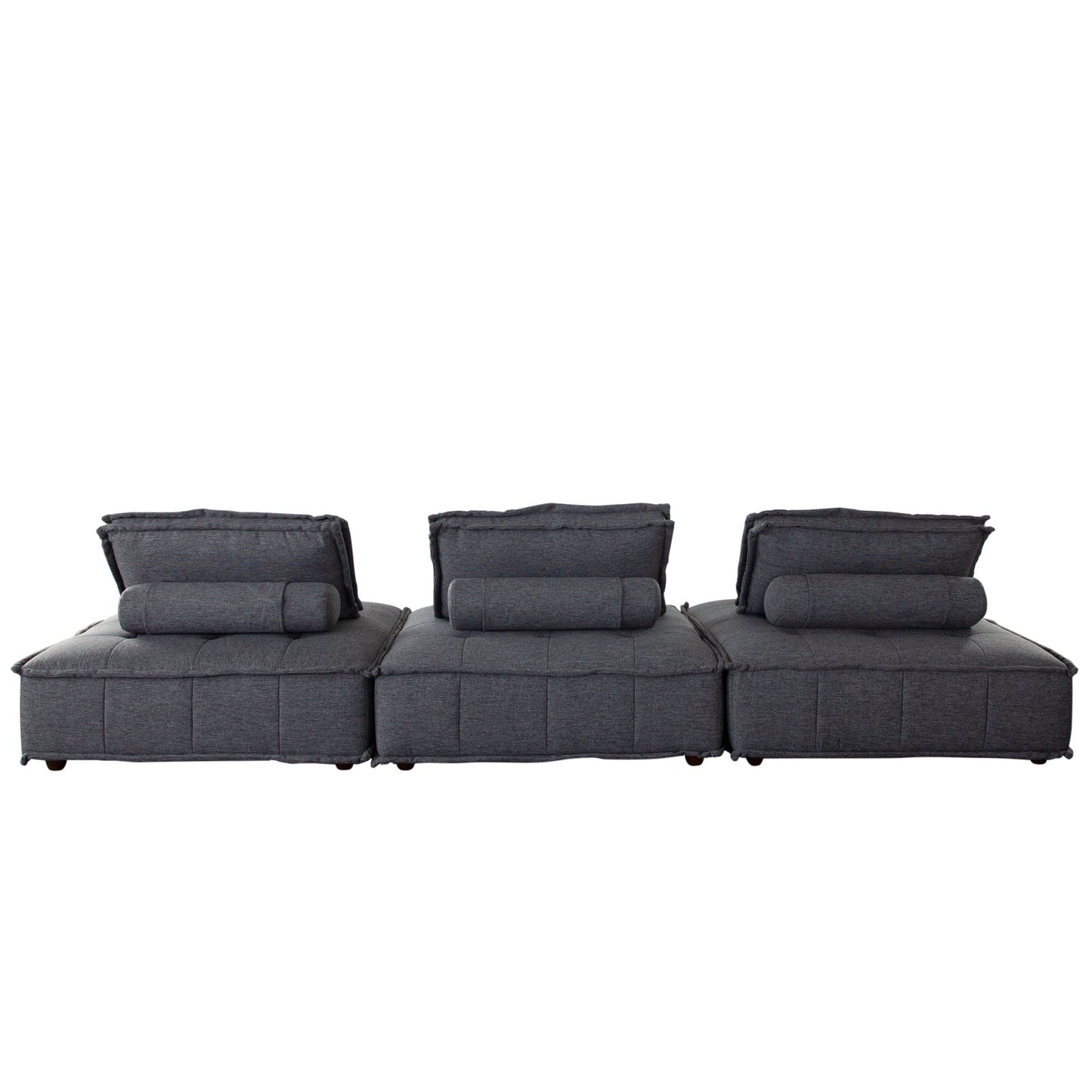 Platform 3-Piece Square Modular Lounger by Diamond Sofa Fabric w/ Bolstered, Non-Skid Backrest