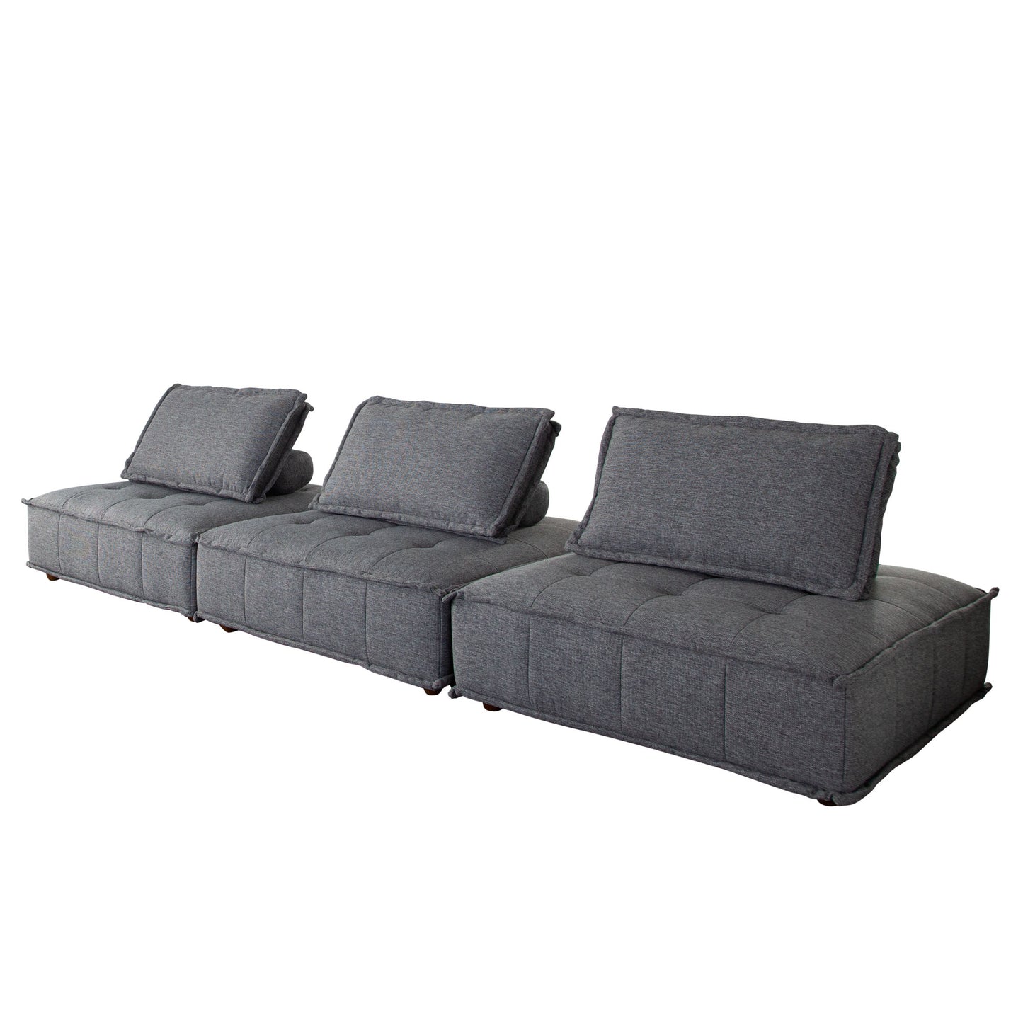 Platform 3-Piece Square Modular Lounger by Diamond Sofa Fabric w/ Bolstered, Non-Skid Backrest