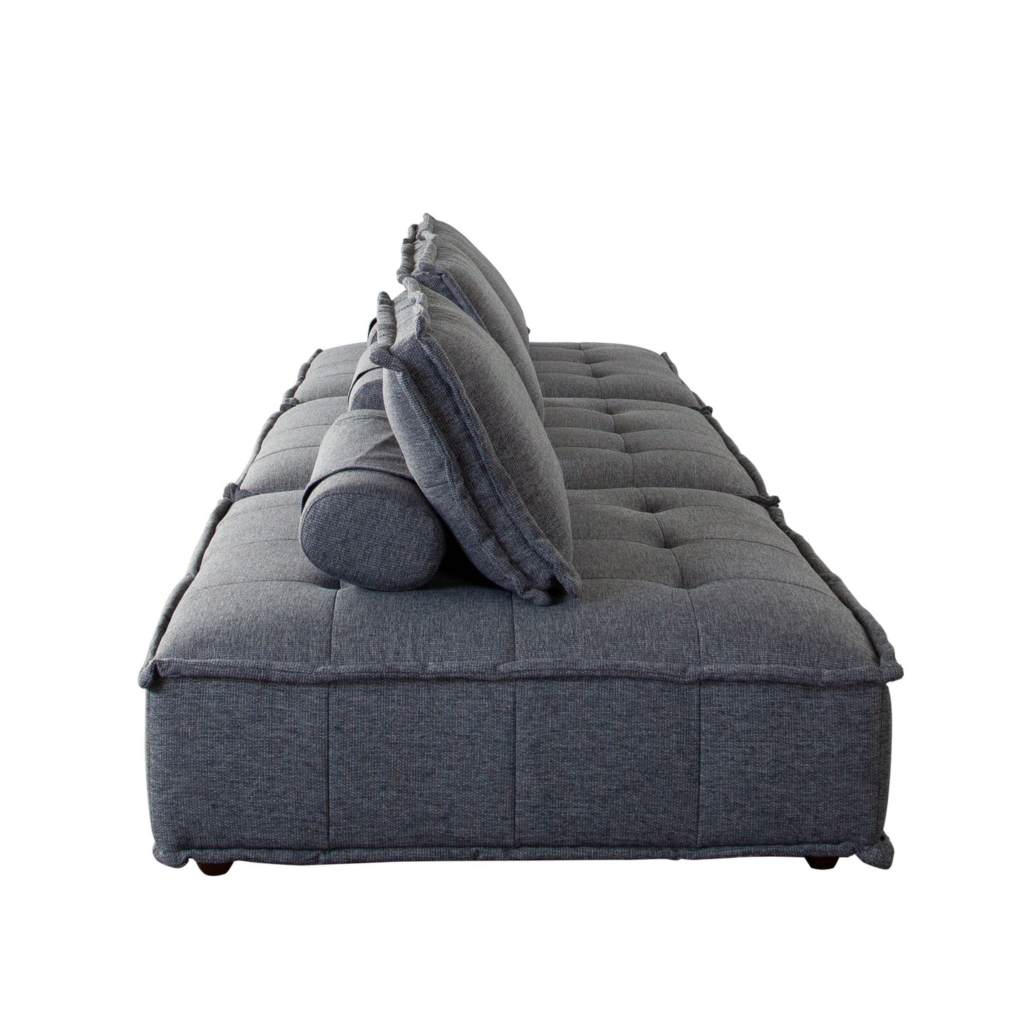 Platform 3-Piece Square Modular Lounger by Diamond Sofa Fabric w/ Bolstered, Non-Skid Backrest