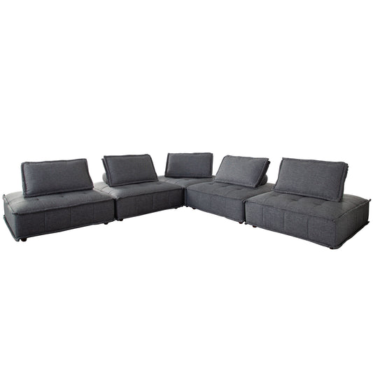 Platform 5-Piece Square Modular Lounger by Diamond Sofa Non-Skid Backrest