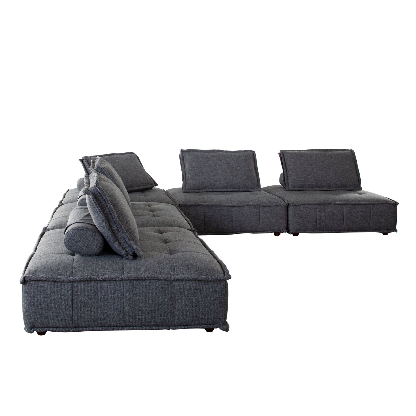 Platform 5-Piece Square Modular Lounger by Diamond Sofa Non-Skid Backrest