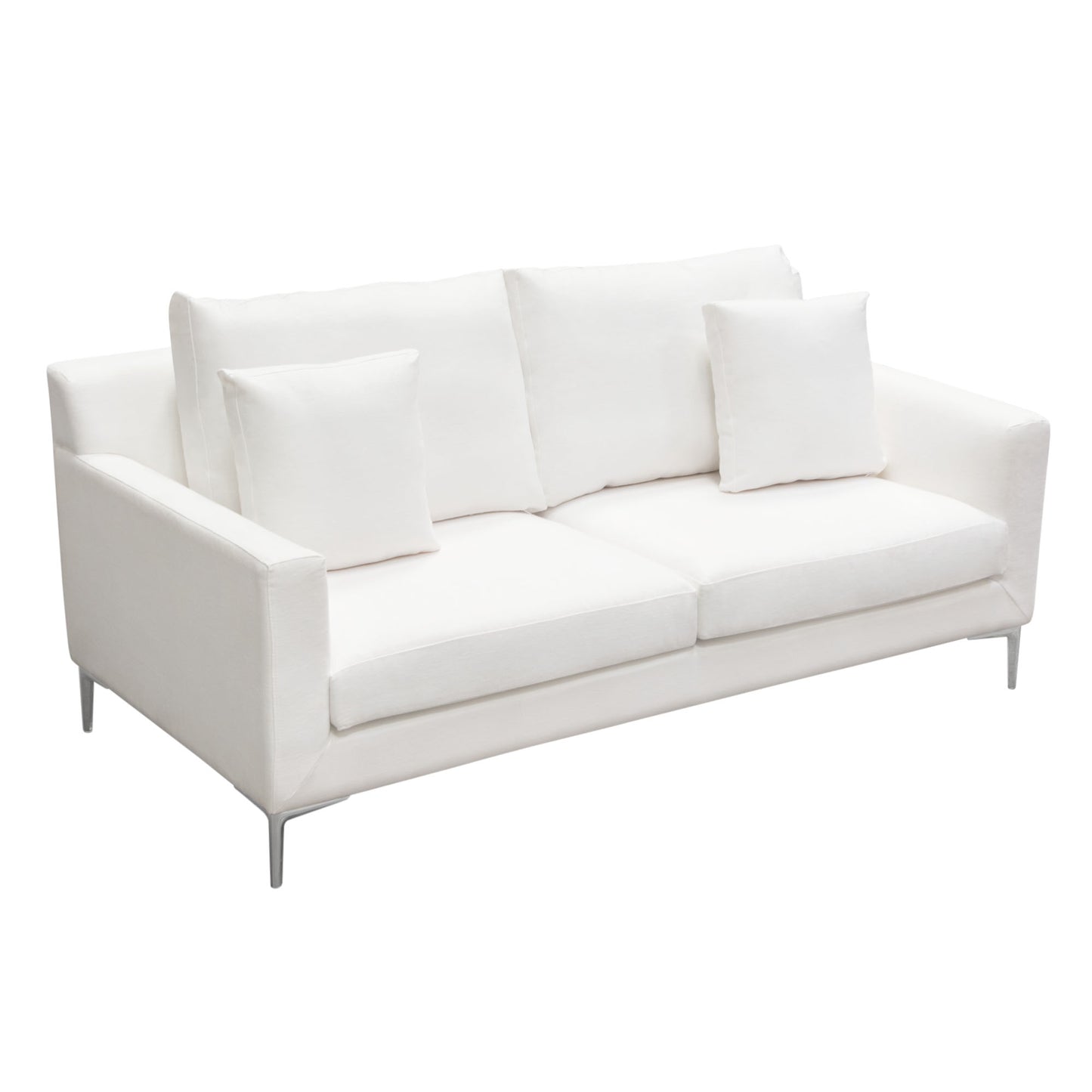 Seattle Loose Back Loveseat w/ Polished Silver Metal Leg by Diamond Sofa