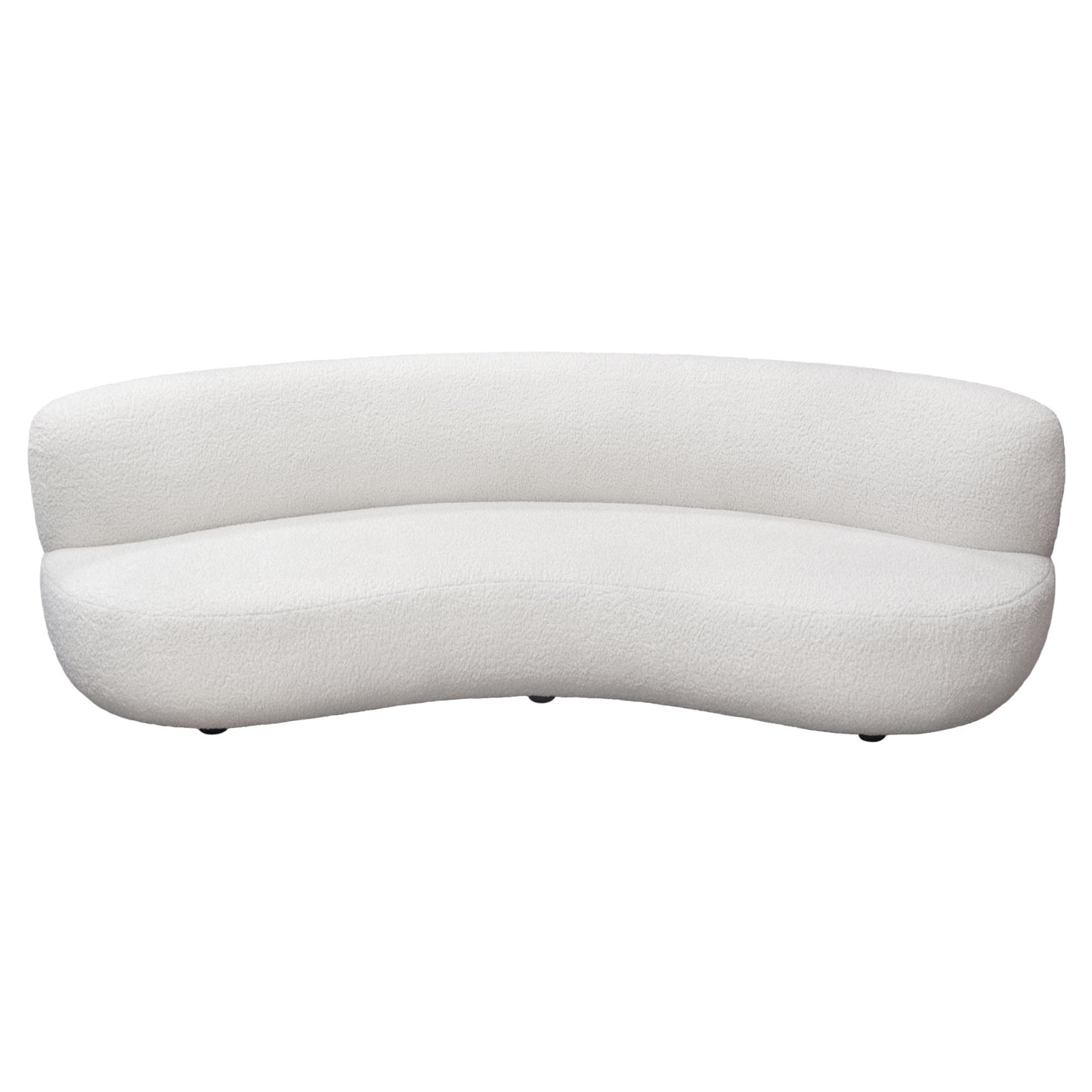 Simone Curved Sofa in White Faux Sheepskin Fabric by Diamond Sofa SIMONESOWH