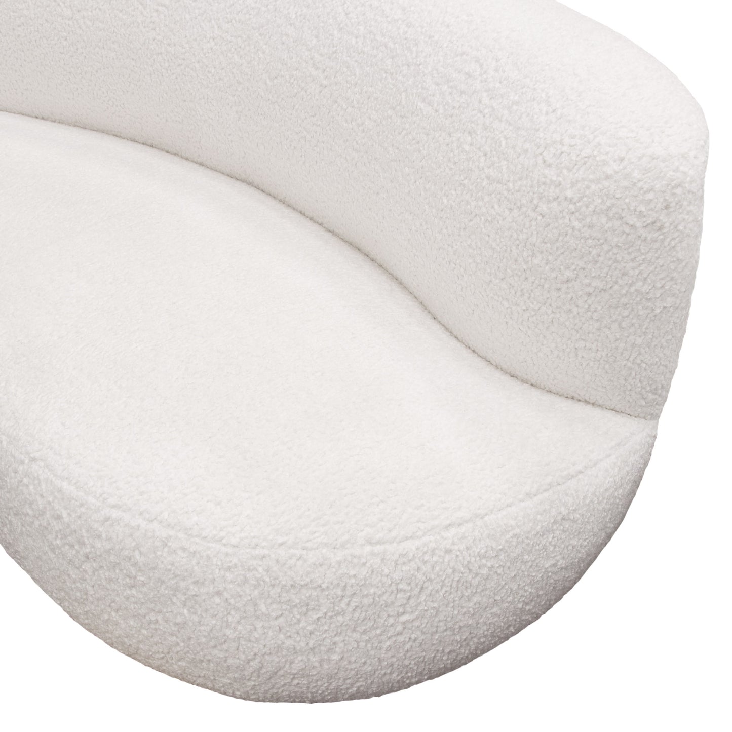 Simone Curved Sofa in White Faux Sheepskin Fabric by Diamond Sofa SIMONESOWH