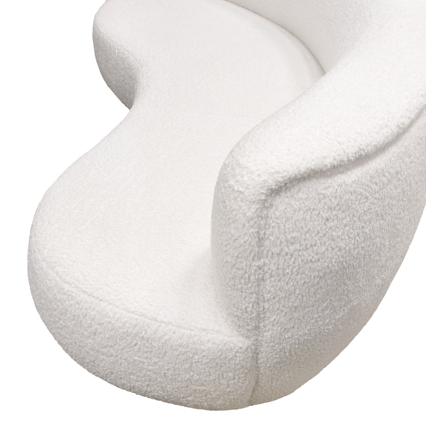 Simone Curved Sofa in White Faux Sheepskin Fabric by Diamond Sofa SIMONESOWH