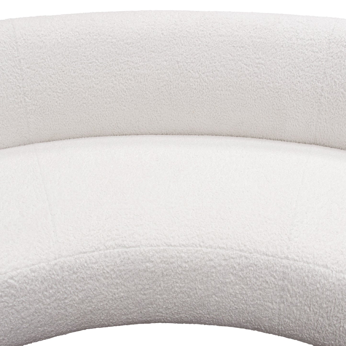 Simone Curved Sofa in White Faux Sheepskin Fabric by Diamond Sofa SIMONESOWH