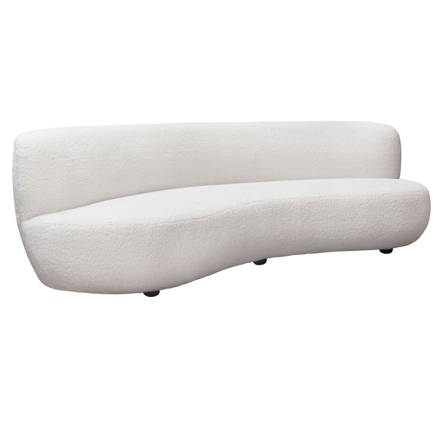 Simone Curved Sofa in White Faux Sheepskin Fabric by Diamond Sofa SIMONESOWH