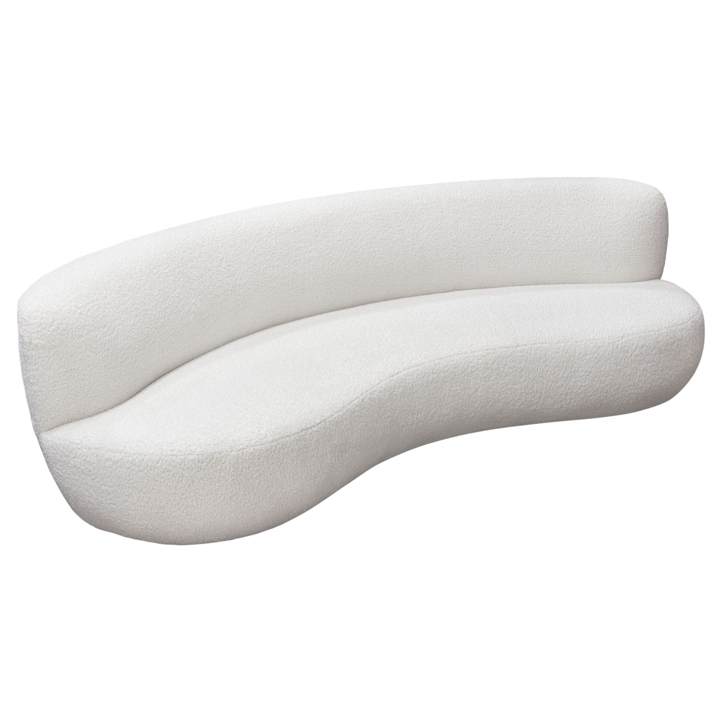 Simone Curved Sofa in White Faux Sheepskin Fabric by Diamond Sofa SIMONESOWH