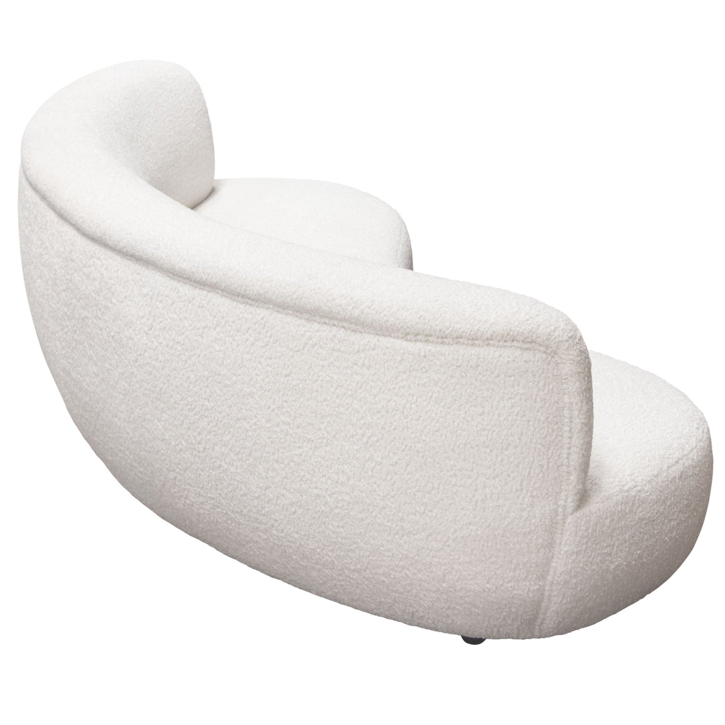 Simone Curved Sofa in White Faux Sheepskin Fabric by Diamond Sofa SIMONESOWH