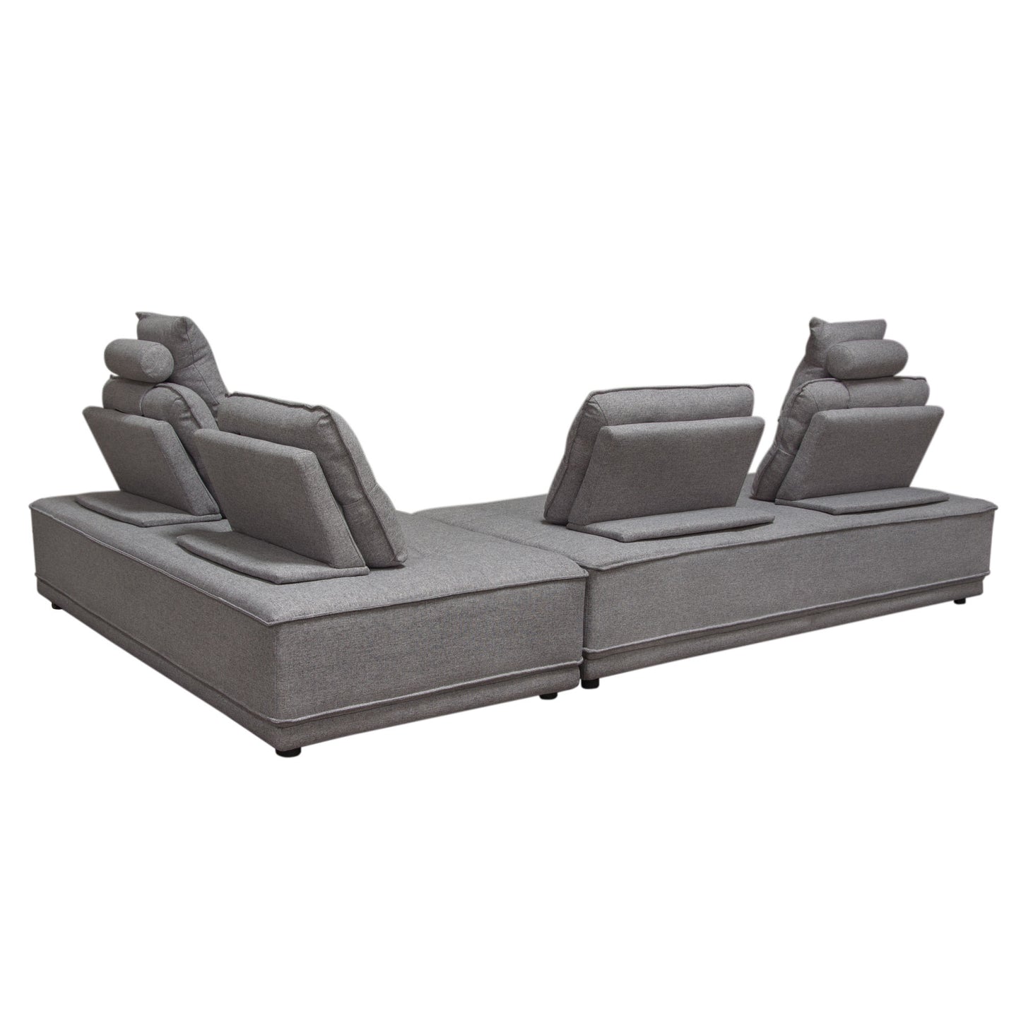 Slate 2PC Lounge Seating Platforms with Moveable Backrest Supports in Grey Polyester Fabric by Diamond Sofa