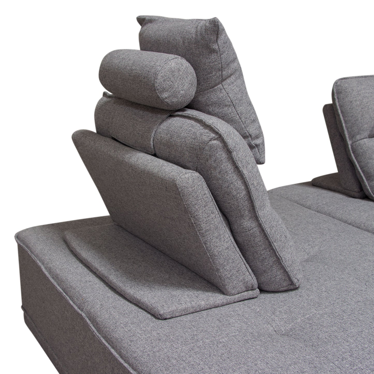 Slate 2PC Lounge Seating Platforms with Moveable Backrest Supports in Grey Polyester Fabric by Diamond Sofa