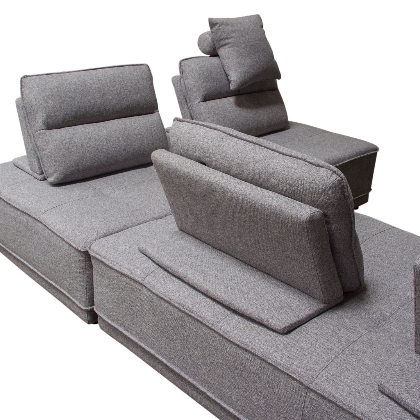 Slate 2PC Lounge Seating Platforms with Moveable Backrest Supports in Grey Polyester Fabric by Diamond Sofa