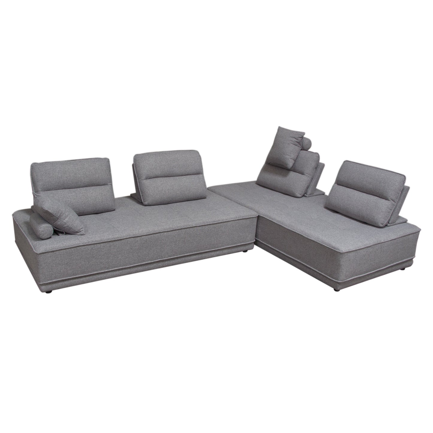 Slate 2PC Lounge Seating Platforms with Moveable Backrest Supports in Grey Polyester Fabric by Diamond Sofa