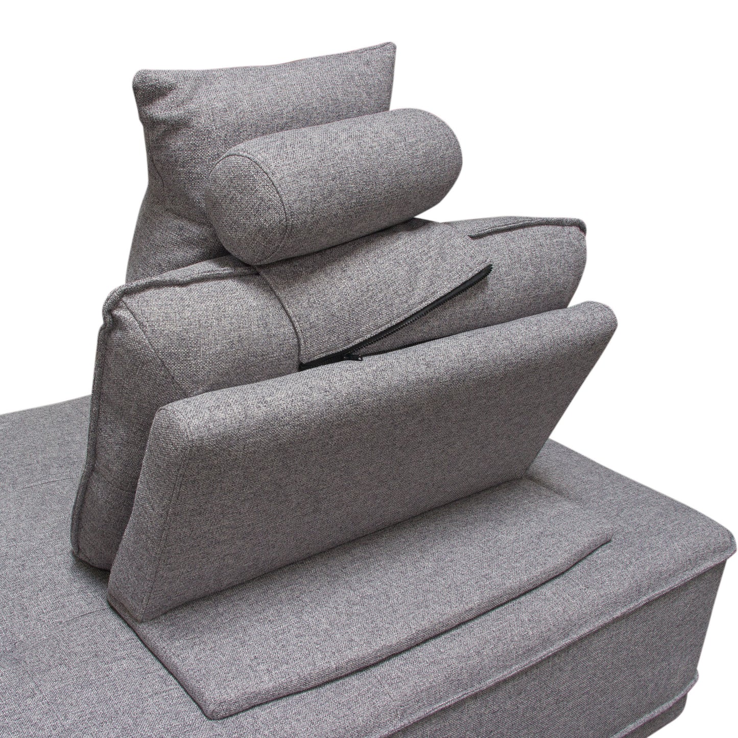 Slate 2PC Lounge Seating Platforms with Moveable Backrest Supports in Grey Polyester Fabric by Diamond Sofa