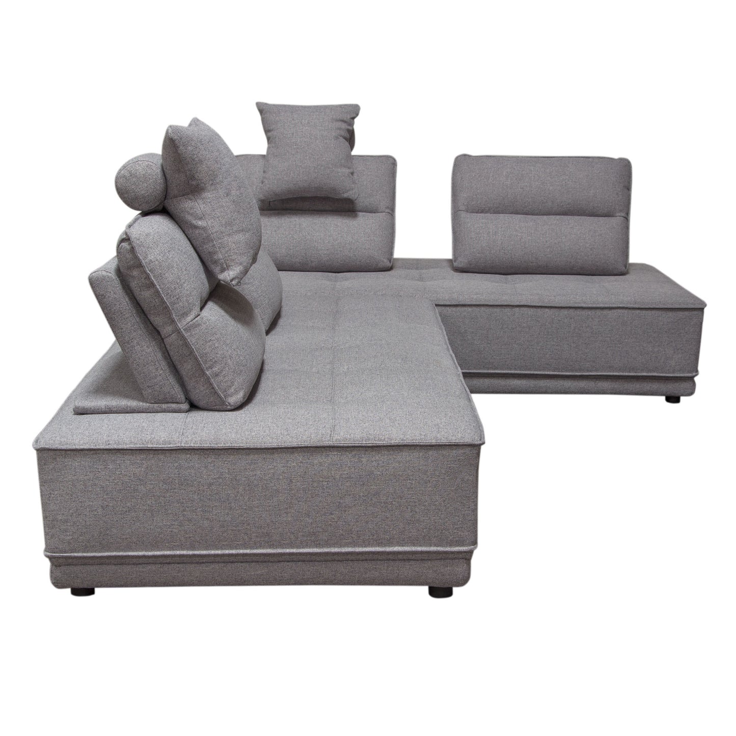 Slate 2PC Lounge Seating Platforms with Moveable Backrest Supports in Grey Polyester Fabric by Diamond Sofa