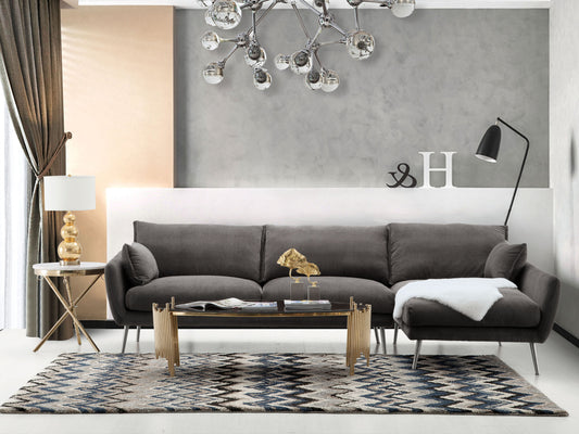 Vantage RF 2PC Sectional Fabric w/ Brushed Metal Legs by Diamond Sofa