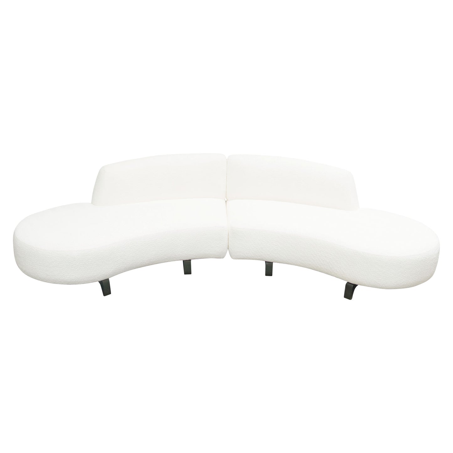 Vesper 2PC Modular Curved Armless Chaise in Faux White Shearling w/ Black Wood Leg Base by Diamond Sofa