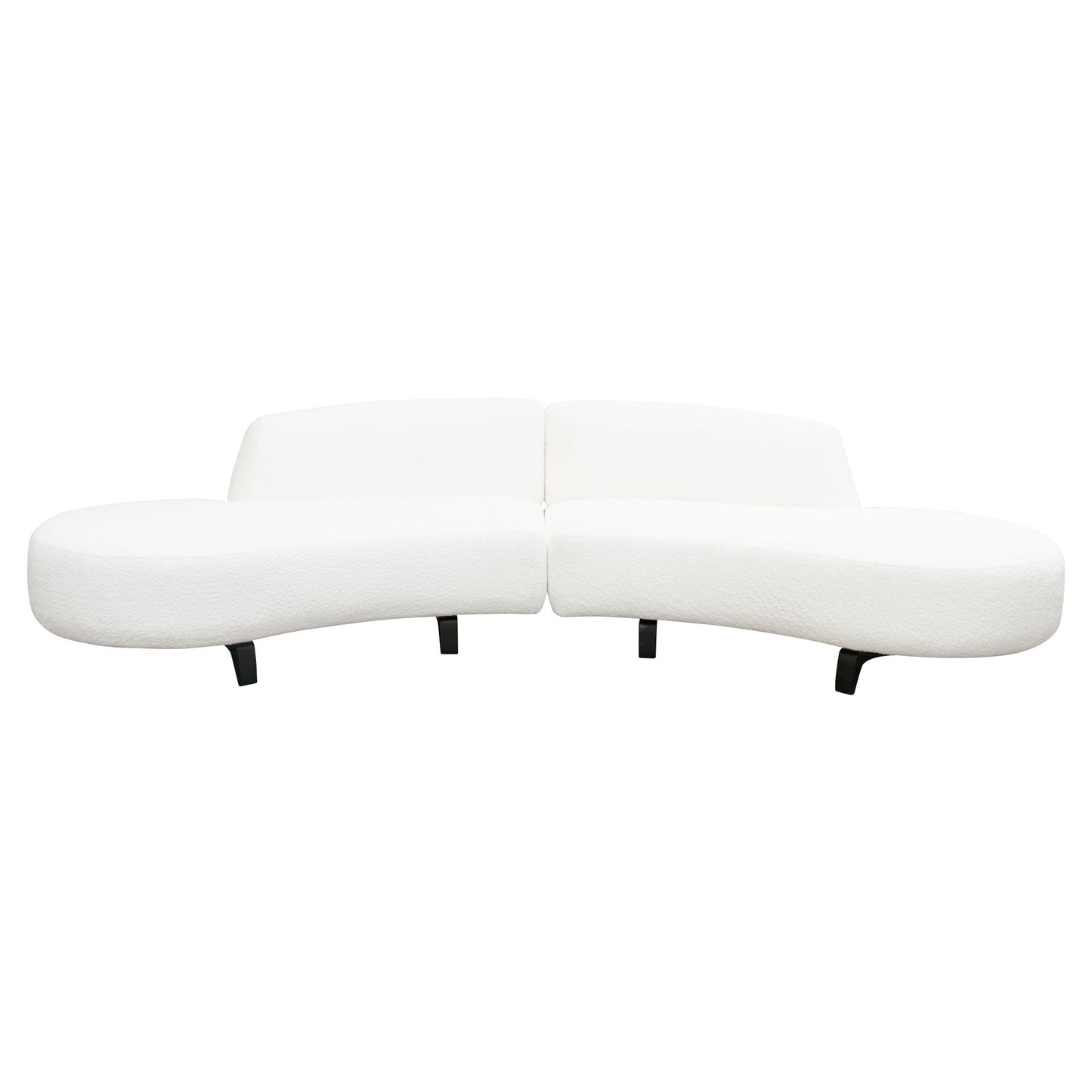 Vesper 2PC Modular Curved Armless Chaise in Faux White Shearling w/ Black Wood Leg Base by Diamond Sofa