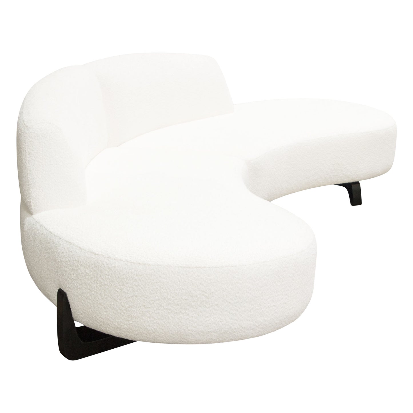 Vesper 2PC Modular Curved Armless Chaise in Faux White Shearling w/ Black Wood Leg Base by Diamond Sofa