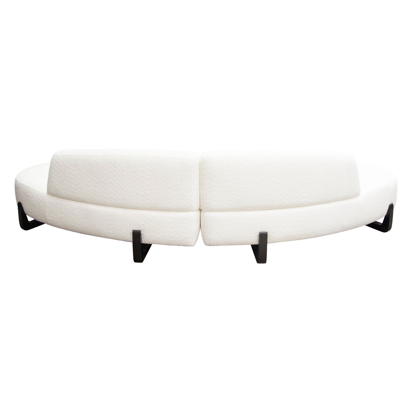 Vesper 2PC Modular Curved Armless Chaise in Faux White Shearling w/ Black Wood Leg Base by Diamond Sofa