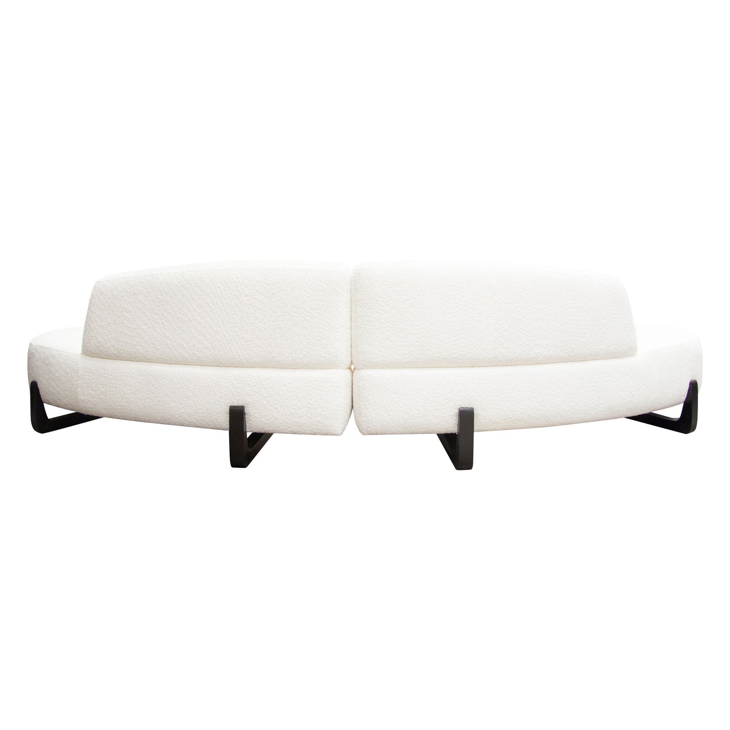 Vesper 2PC Modular Curved Armless Chaise in Faux White Shearling w/ Black Wood Leg Base by Diamond Sofa