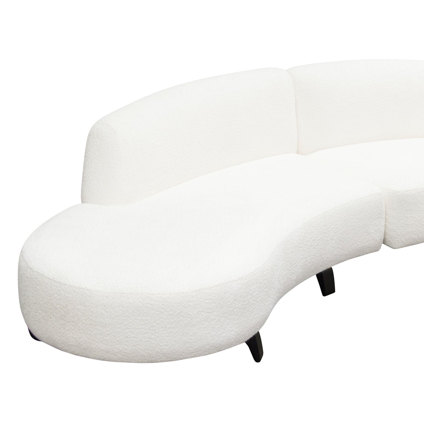 Vesper 2PC Modular Curved Armless Chaise in Faux White Shearling w/ Black Wood Leg Base by Diamond Sofa