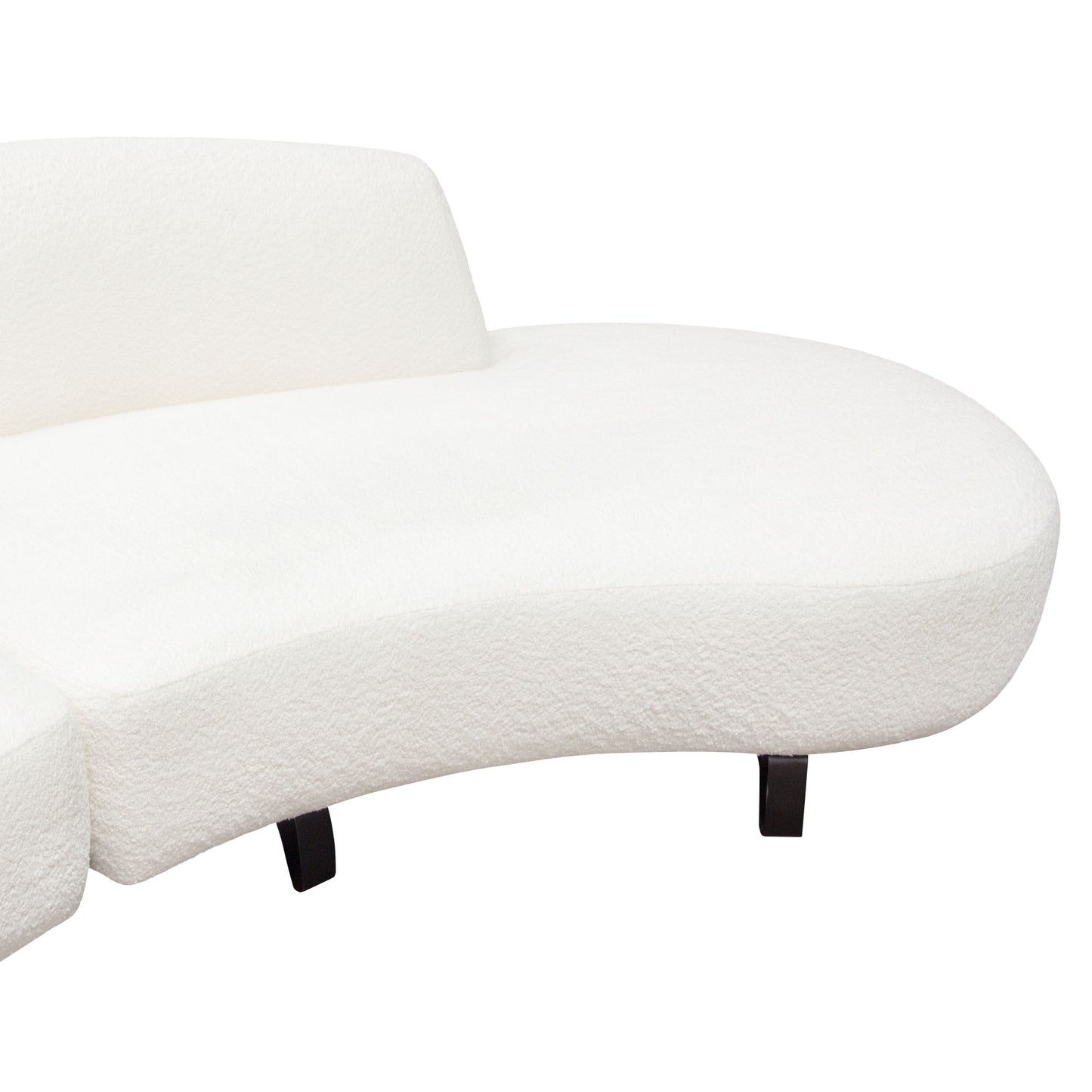 Vesper 2PC Modular Curved Armless Chaise in Faux White Shearling w/ Black Wood Leg Base by Diamond Sofa