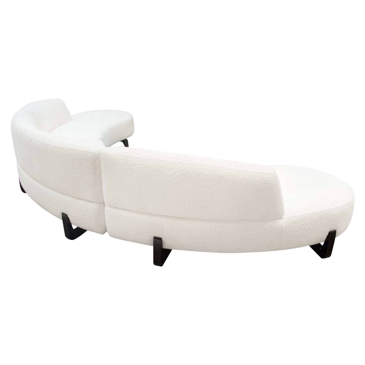 Vesper 3PC Modular Curved Armless Sofa & (2) Chaise in Faux White Shearling w/ Black Wood Leg Base by Diamond Sofa