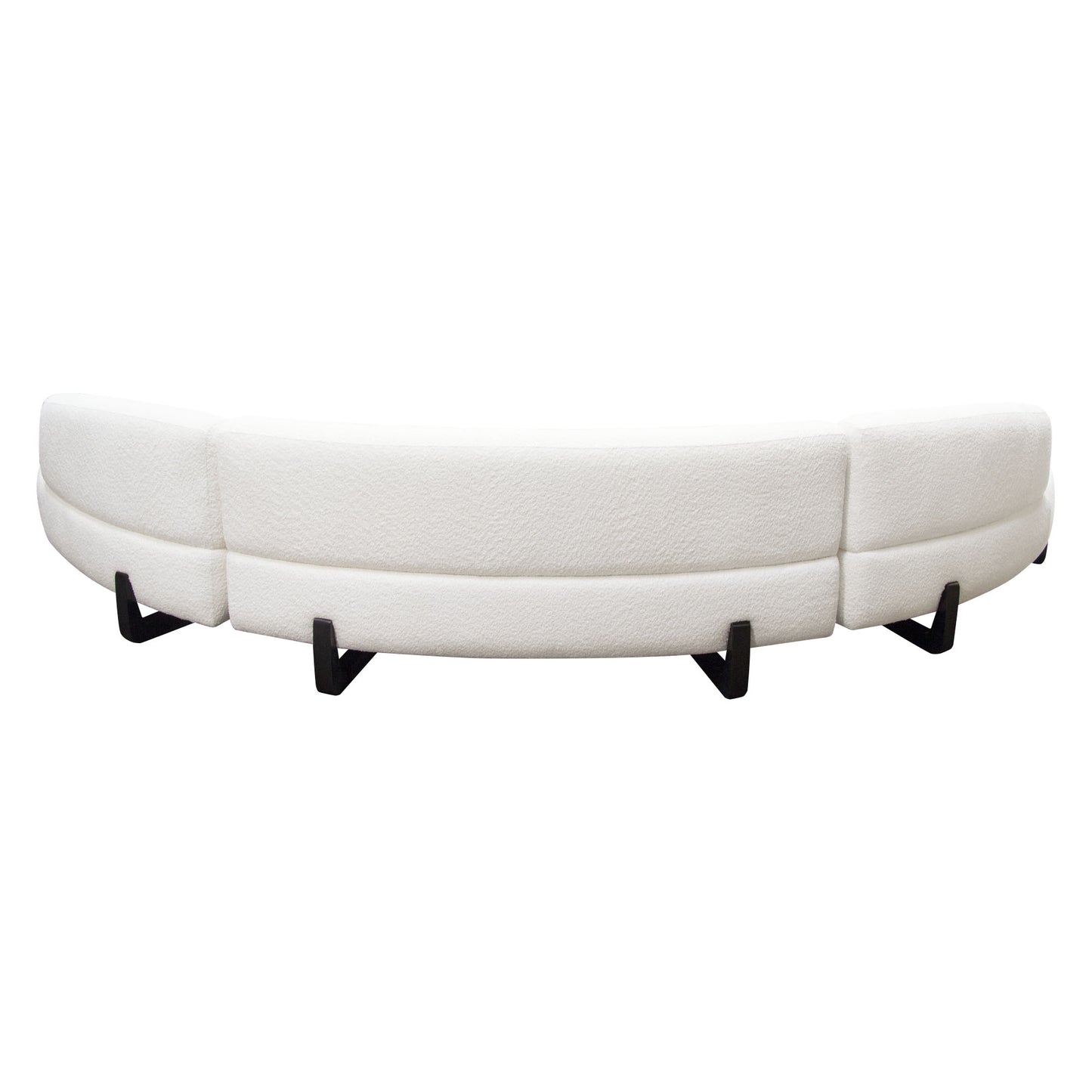 Vesper 3PC Modular Curved Armless Sofa & (2) Chaise in Faux White Shearling w/ Black Wood Leg Base by Diamond Sofa