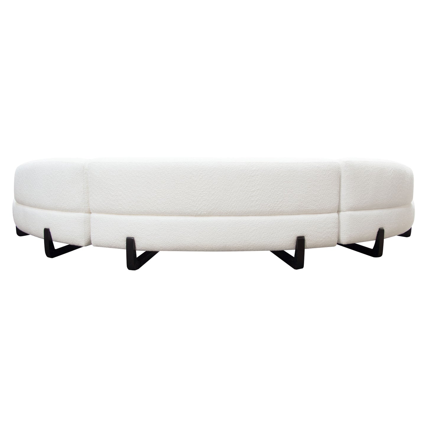 Vesper 3PC Modular Curved Armless Sofa & (2) Chaise in Faux White Shearling w/ Black Wood Leg Base by Diamond Sofa