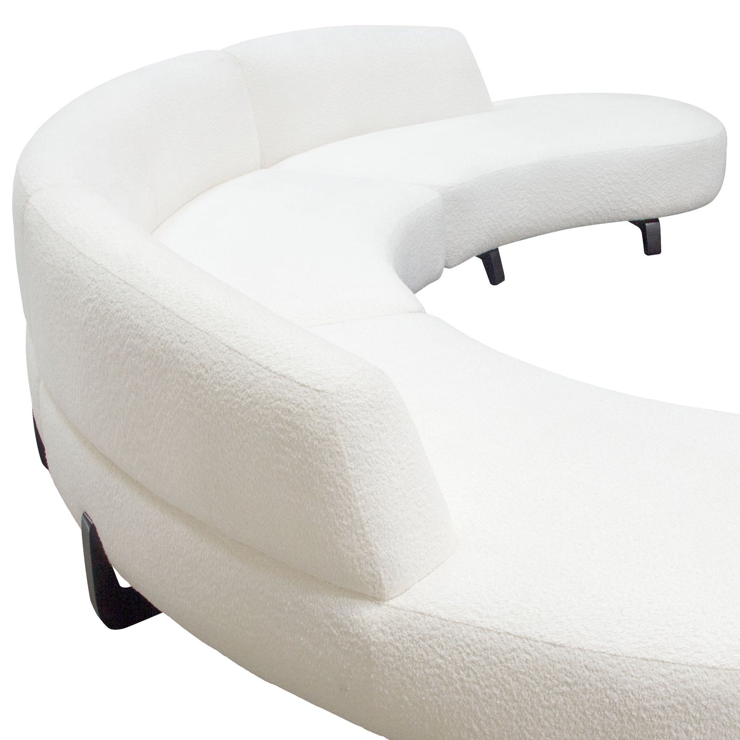 Vesper 3PC Modular Curved Armless Sofa & (2) Chaise in Faux White Shearling w/ Black Wood Leg Base by Diamond Sofa