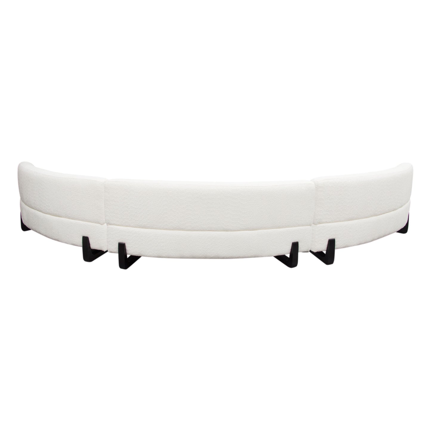 Vesper 3PC Modular Curved Armless Sofa in Faux White Shearling w/ Black Wood Leg Base by Diamond Sofa