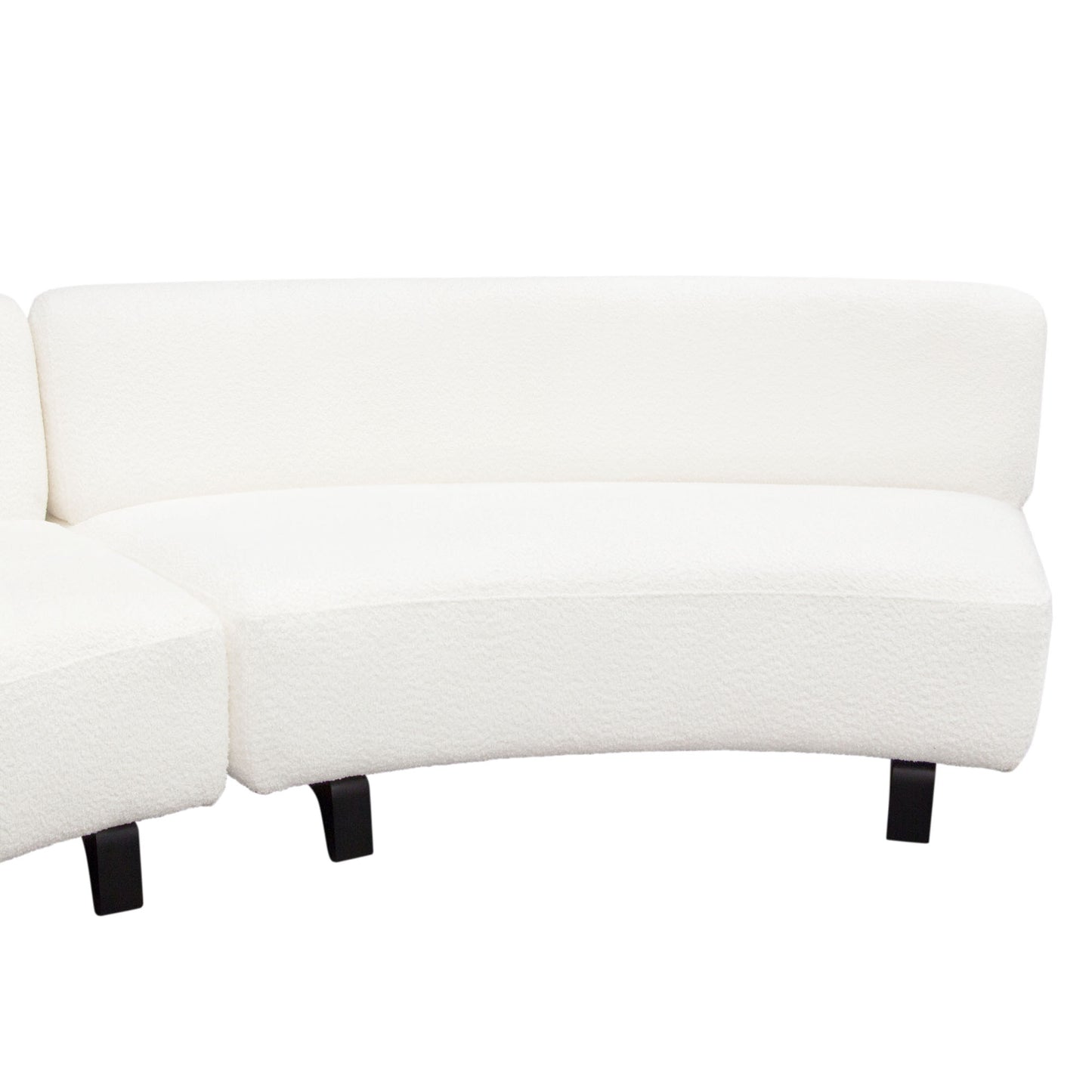 Vesper 3PC Modular Curved Armless Sofa in Faux White Shearling w/ Black Wood Leg Base by Diamond Sofa