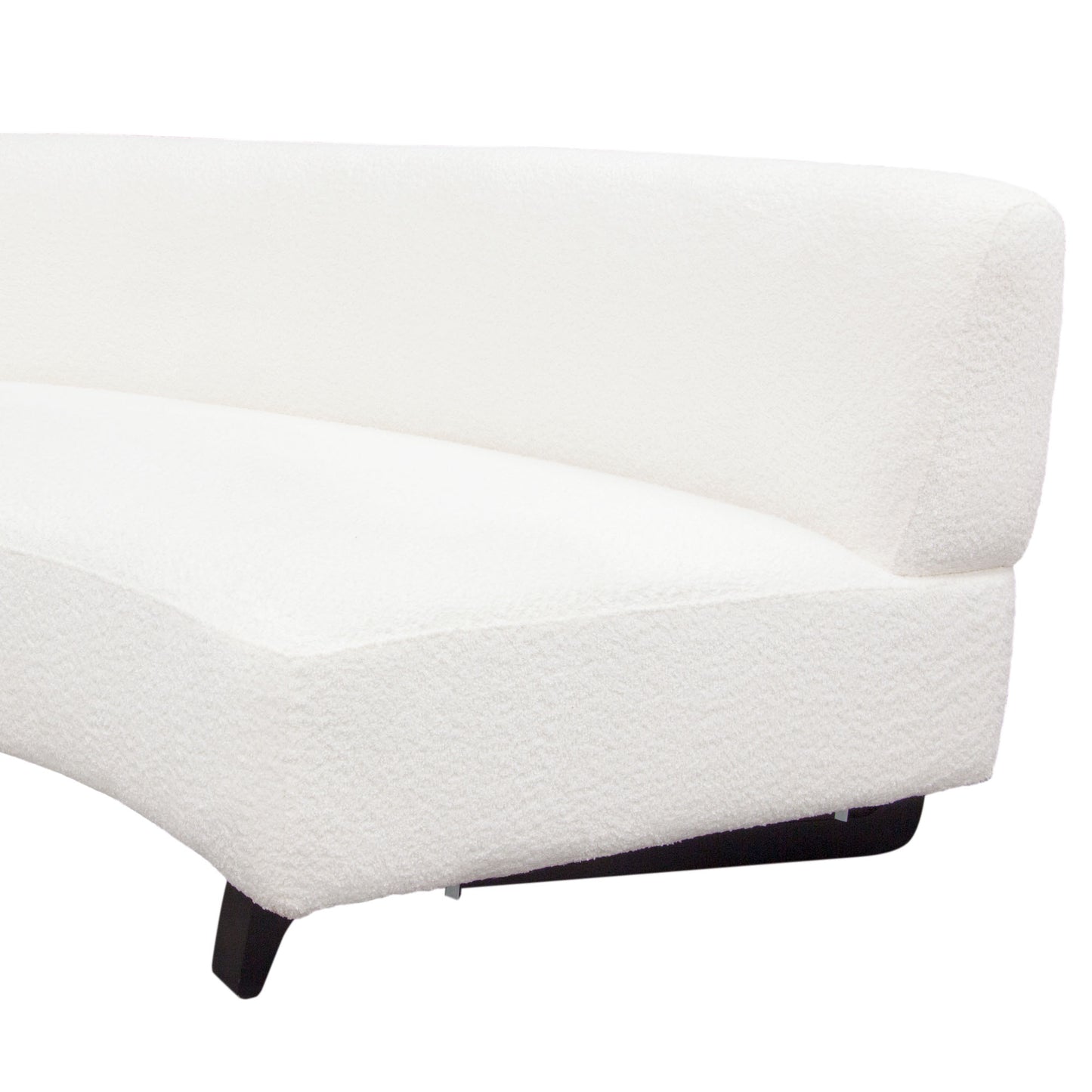 Vesper 3PC Modular Curved Armless Sofa in Faux White Shearling w/ Black Wood Leg Base by Diamond Sofa