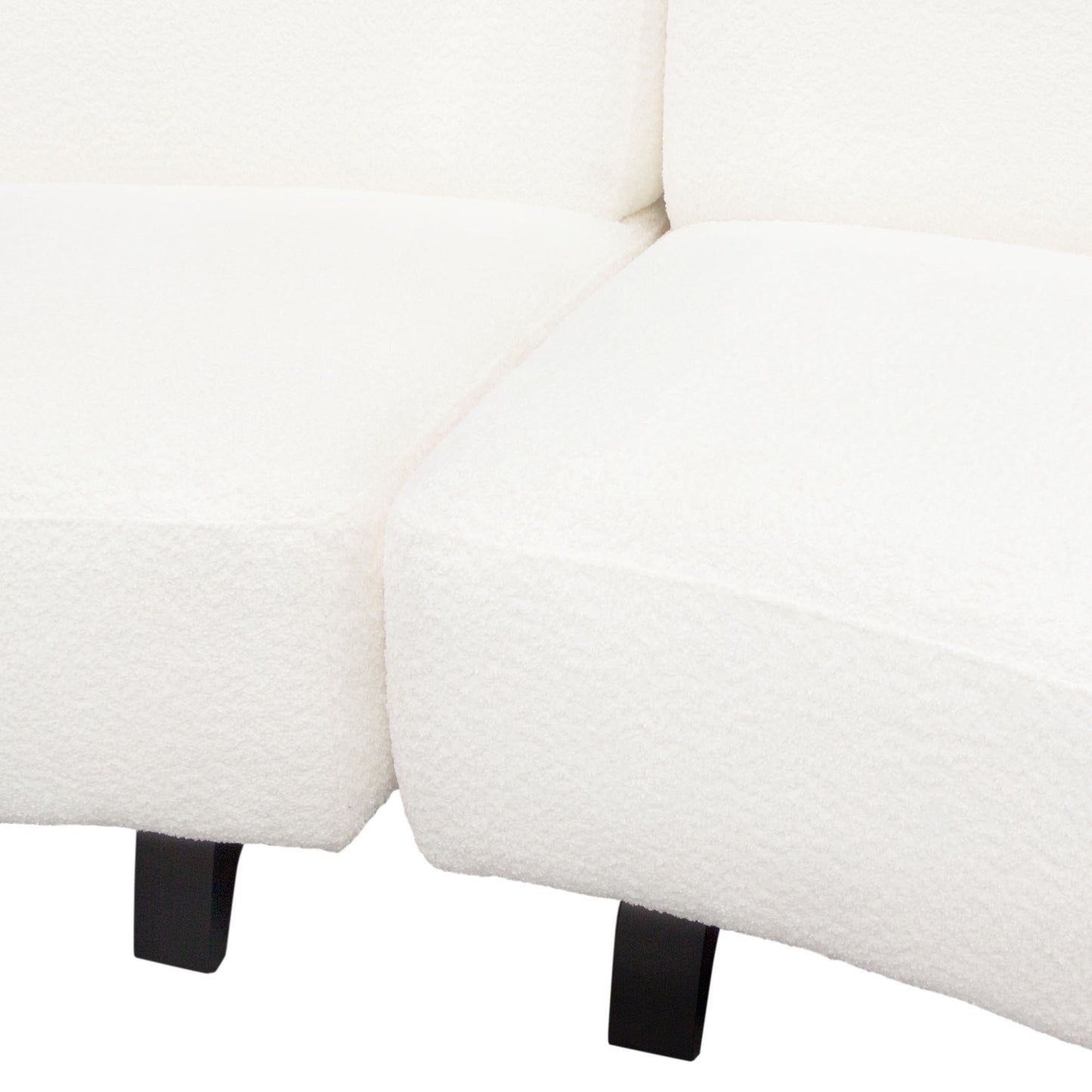 Vesper 3PC Modular Curved Armless Sofa in Faux White Shearling w/ Black Wood Leg Base by Diamond Sofa