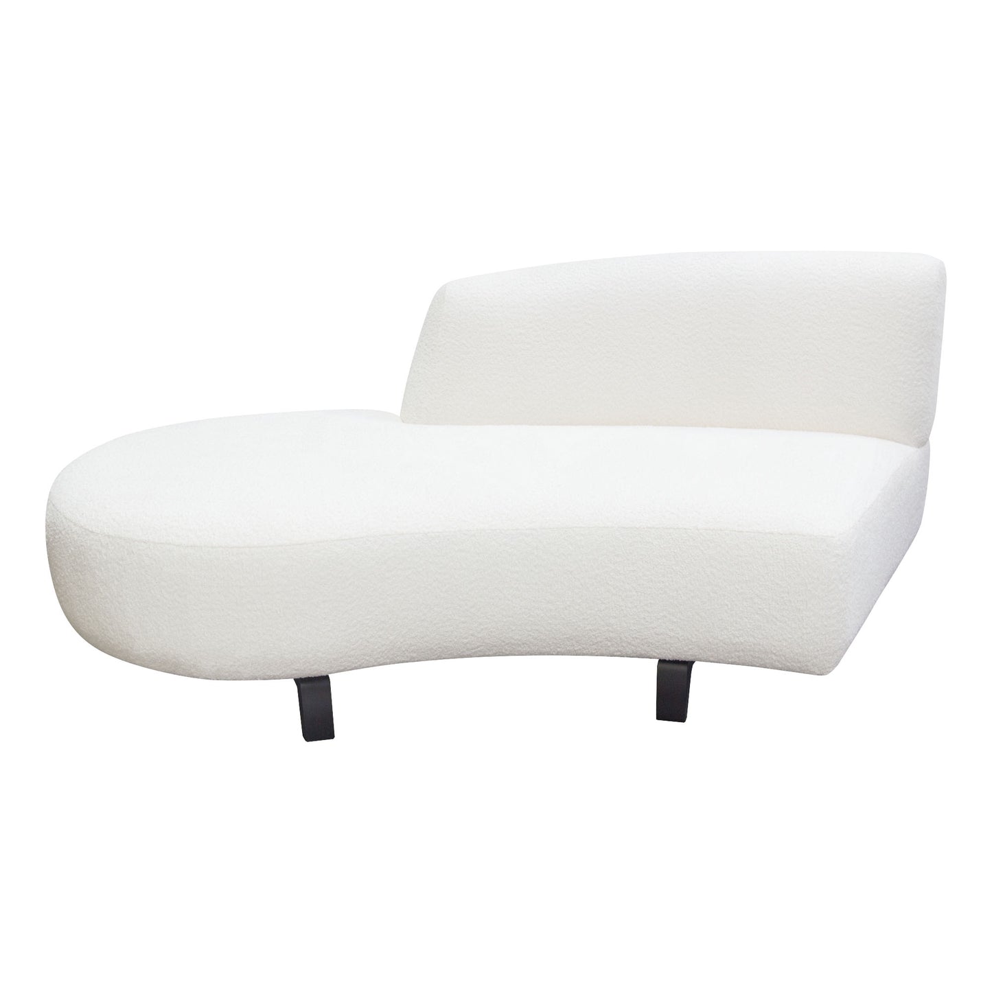 Vesper Curved Armless Left/Right Chaise in Faux White Shearling w/ Black Wood Leg Base by Diamond Sofa