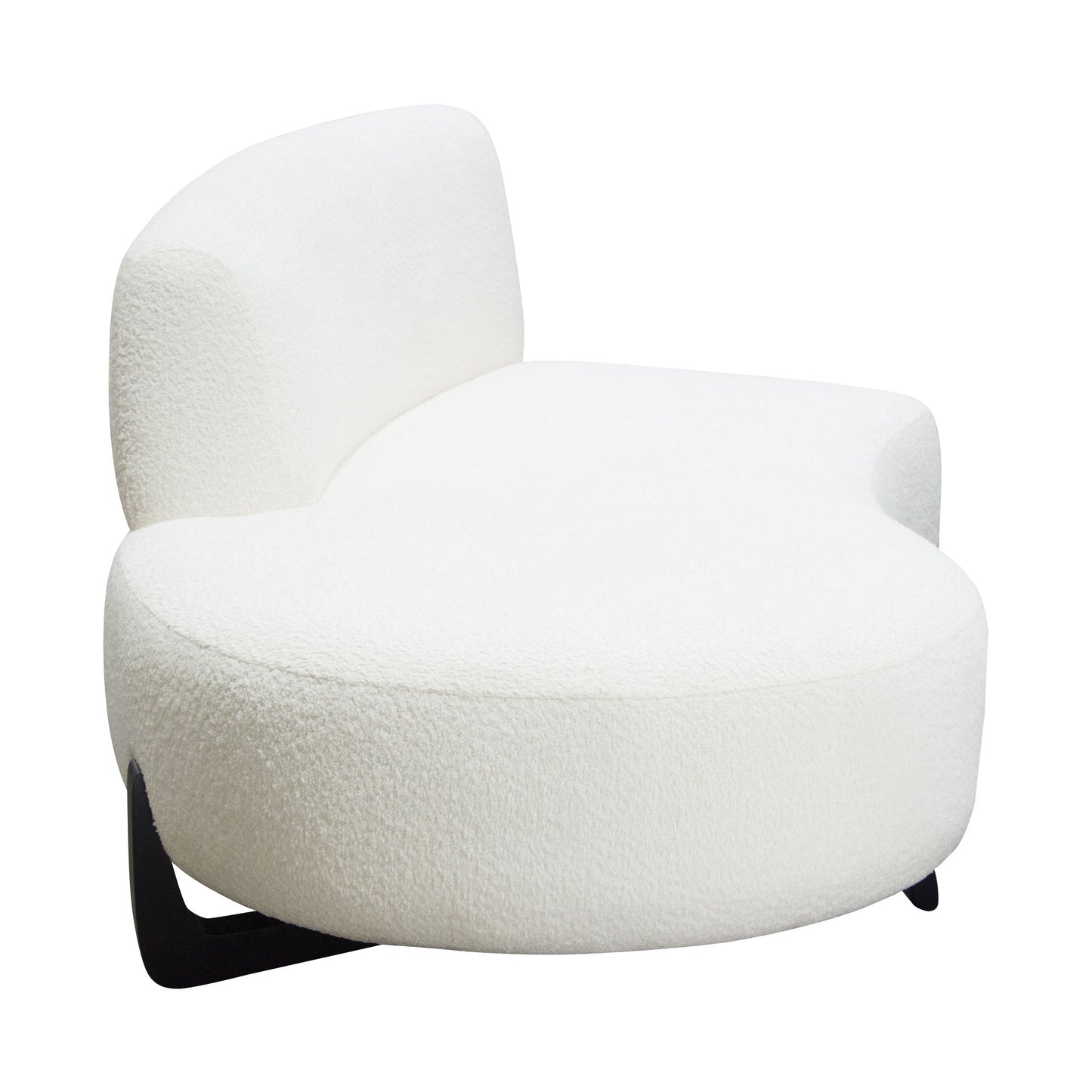 Vesper Curved Armless Left/Right Chaise in Faux White Shearling w/ Black Wood Leg Base by Diamond Sofa