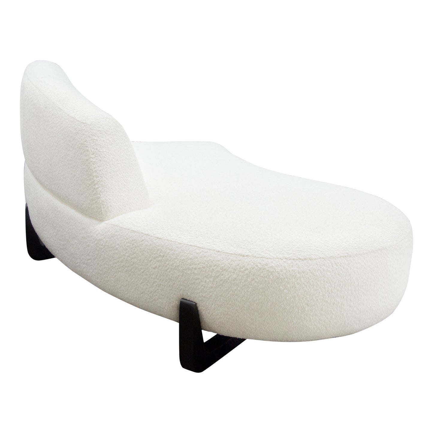 Vesper Curved Armless Left/Right Chaise in Faux White Shearling w/ Black Wood Leg Base by Diamond Sofa