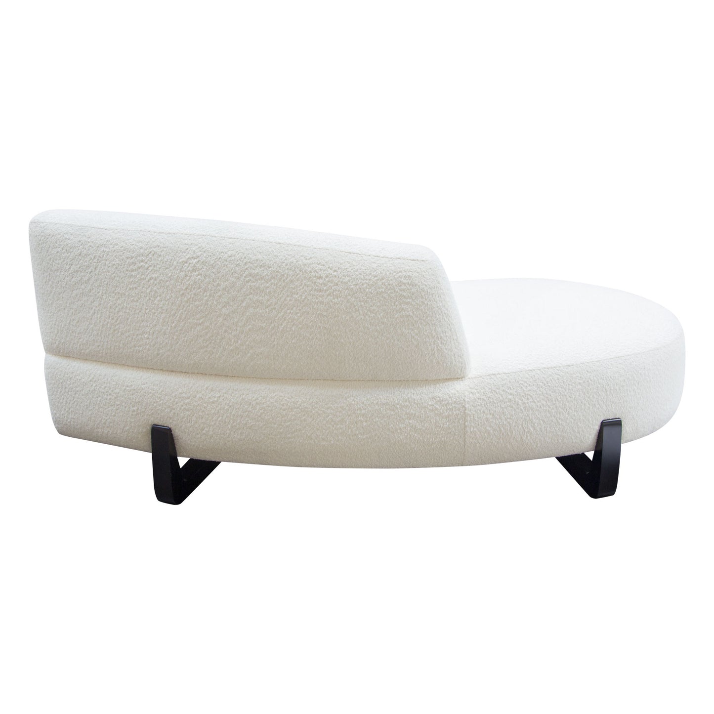 Vesper Curved Armless Left/Right Chaise in Faux White Shearling w/ Black Wood Leg Base by Diamond Sofa