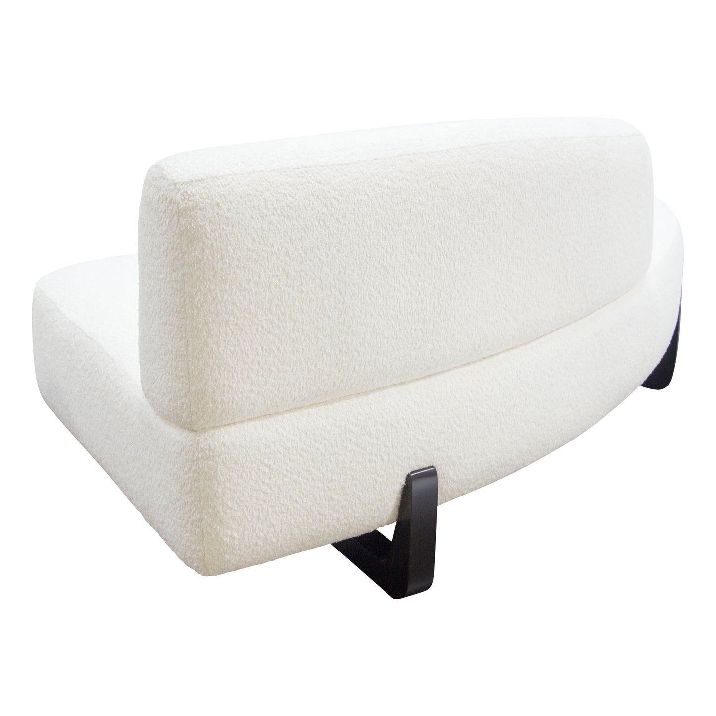 Vesper Curved Armless Left/Right Chaise in Faux White Shearling w/ Black Wood Leg Base by Diamond Sofa