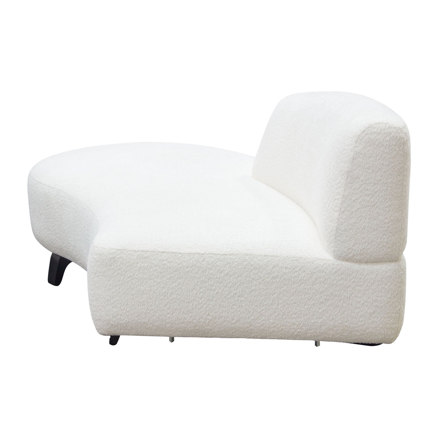 Vesper Curved Armless Left/Right Chaise in Faux White Shearling w/ Black Wood Leg Base by Diamond Sofa